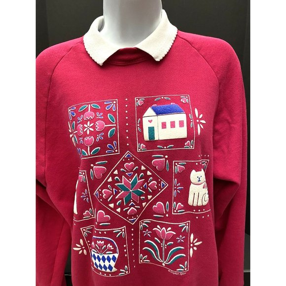 VINTAGE Gopher Red Collared Cat Lady Graphic Random, Fun Sweatshirt XL - Picture 2 of 9